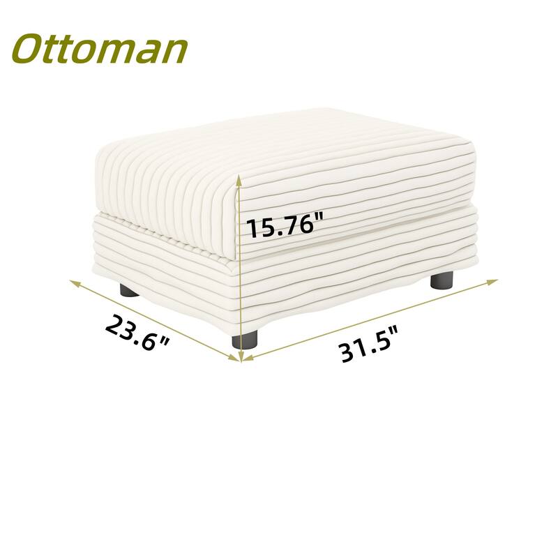 Plush Corduroy Ottoman to Combine with 2 Seater Sofa, 3 Seater Sofa and 4 Seater Sofa