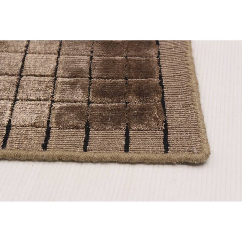 ECARPETGALLERY Hand Loomed Elysian Brown, Green Viscose Rug - 6'8 x 9'5