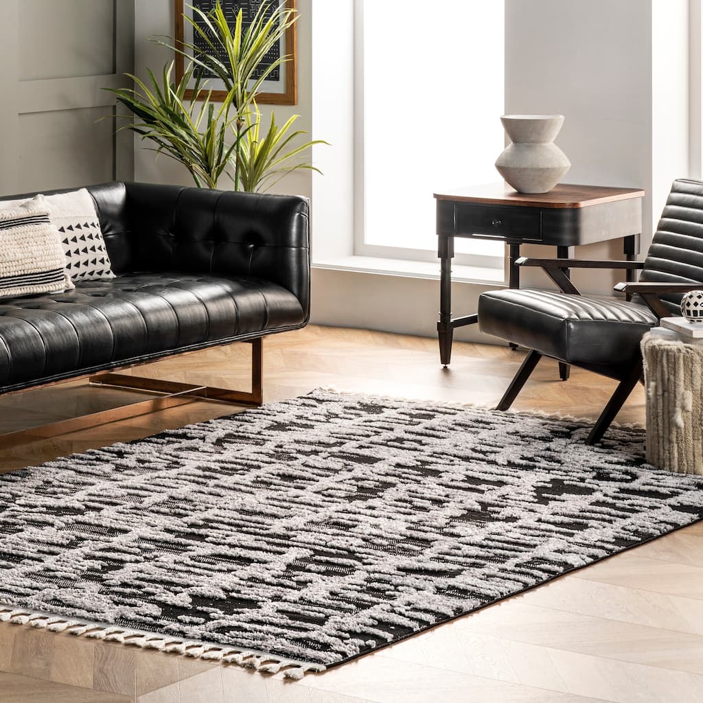 Nuloom Cosette Abstract High Low Textured Tassel Area Rug