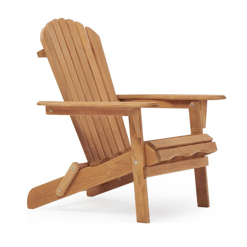 Solid Wood Folding Adirondack Chair with Wide Armrests Set of 2 - 19.5” W x 31” D x 36” H