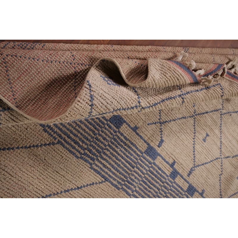 Earth Tone Trellis Moroccan Oriental Area Rug Hand-Knotted Wool Carpet - 7'8"x 8'8"