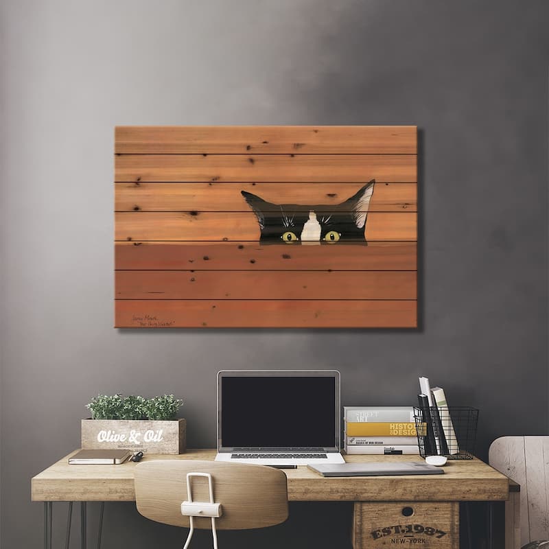 You'Re Being Watched Print On Wood by Jamie Morath - Multi-Color