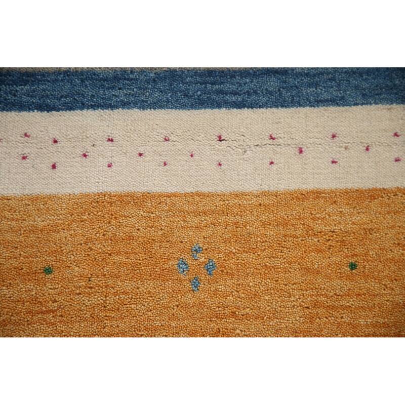 Striped Gabbeh Indian Rug Hand-Knotted Wool Carpet - 2'6"x 4'11"