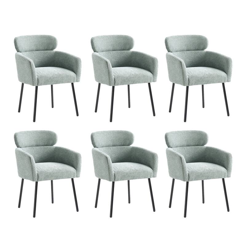 Amos Modern Boucle Dining Chair with Adjustment Feet Set of 6 by HULALA HOME