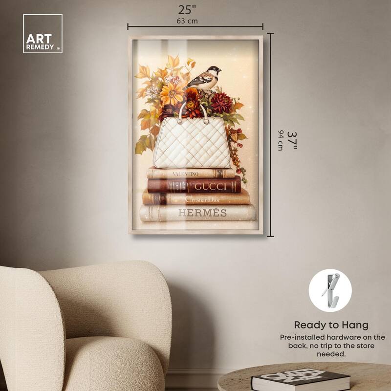 Little Bird Fall Flowers Glam Shadowbox by Art Remedy