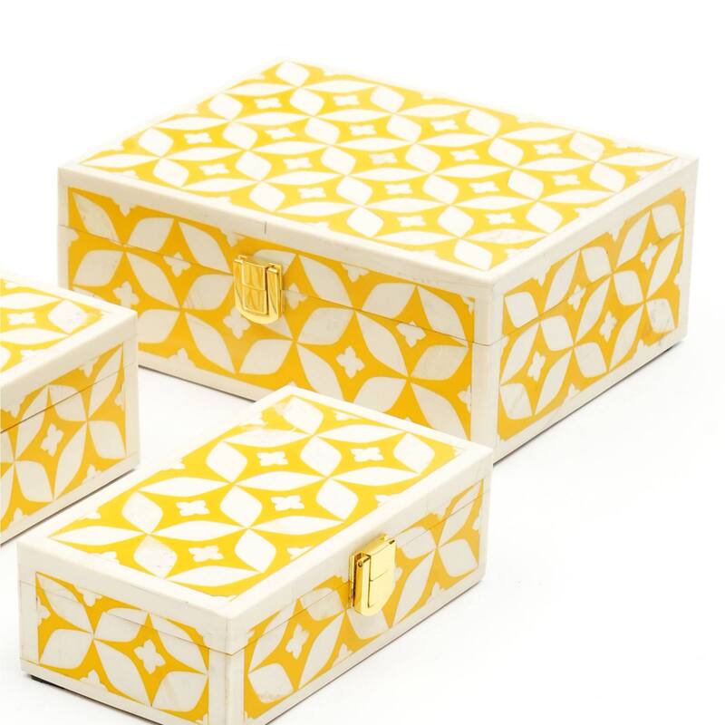 Handcrafted Wooden Jewelry/Decorative Box/Storage Box- 8x6x3" - Yellow