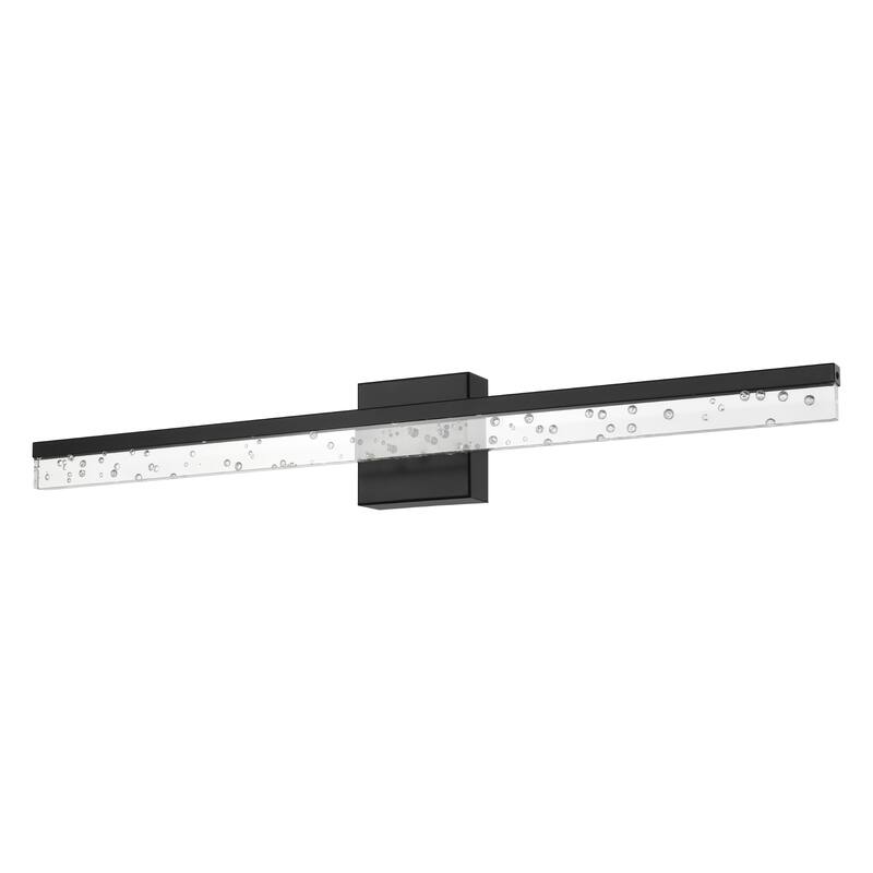 Baxter 22" 1-Light Modern Contemporary 360-Degree Rotatable Iron/Seeded Acrylic Integrated LED Vanity Light, by JONATHAN Y