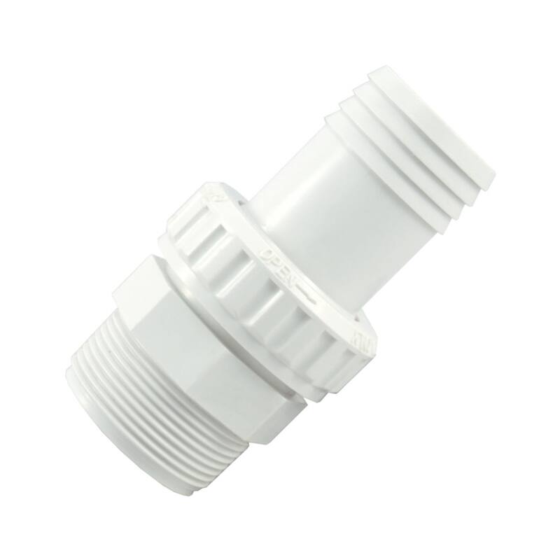 1.5" White Plastic Econ Union Hose Barb x MIP