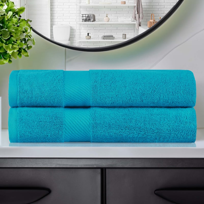 Superior Kendell Egyptian Cotton Solid Medium Weight Bath Towel Set of 2 - Capri Breeze