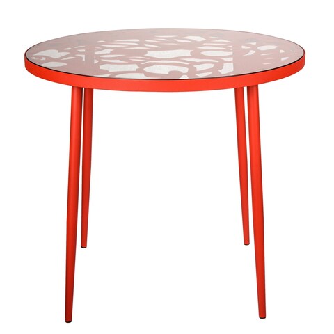 LeisureMod Devon Round Glass Top Aluminum Base Outdoor Dining Table - 29 x 31.1