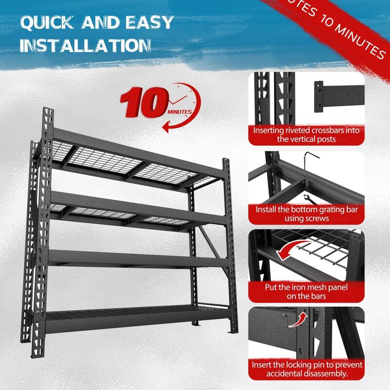 VEIKOUS Heavy Duty Metal Shelving Units, 2000 LBS Per Shelf Garage Storage Shelves with Adjustable Height