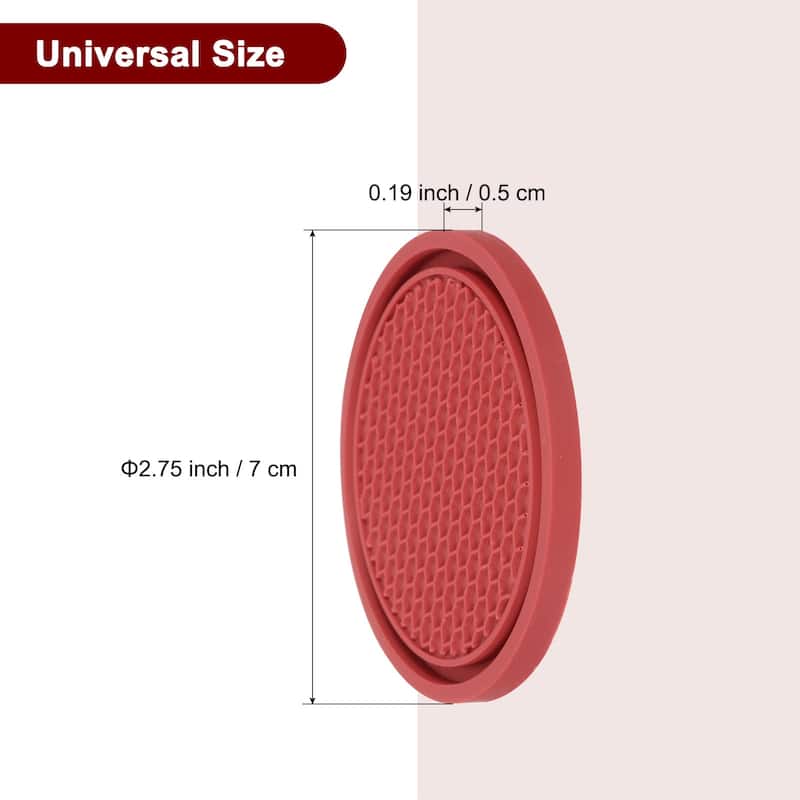 4pcs Car Cup Coasters PVC Car Cup Mats Non-Slip Universal Cup Holder - 2.76" - Red