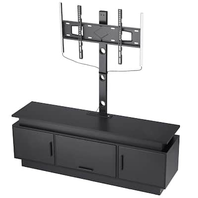 52" TV Stand with Mount for up to 75 in TVs, Entertainment Center with Power Outlet & LED Lights, Height Adjustable TV Console w