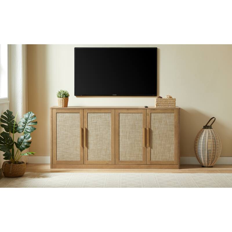 67" Rattan 4-Door Buffet Cabinet