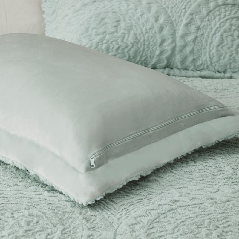 Madison Park Nova Embroidered Medallion Faux Fur Plush Comforter Set