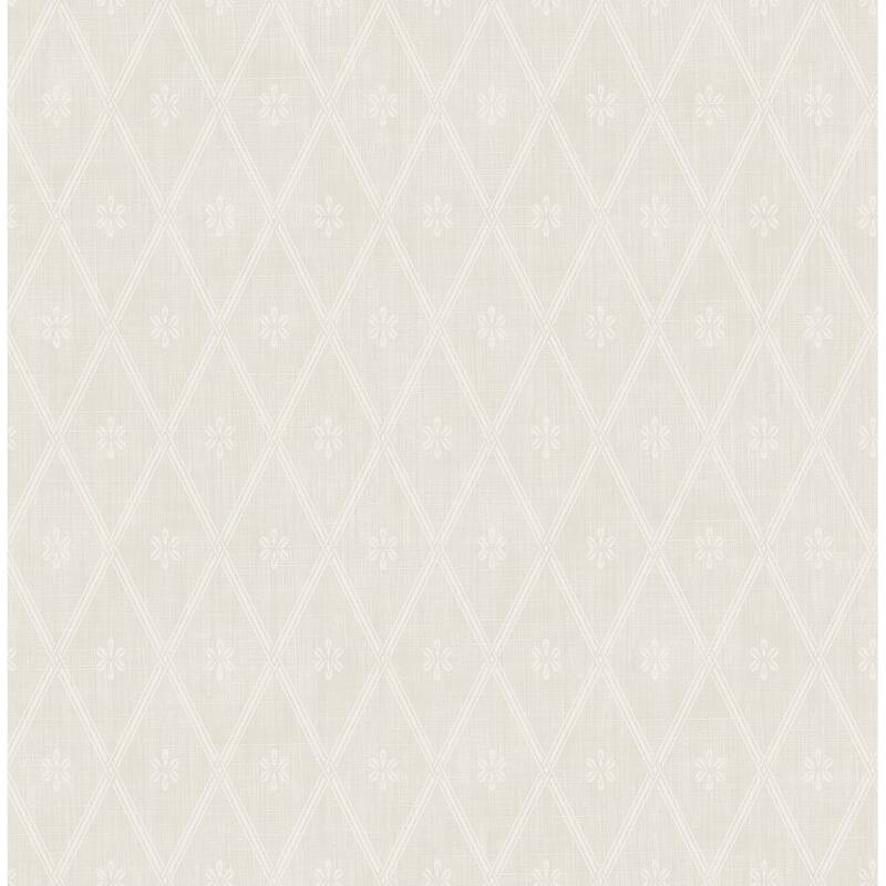 Seabrook Designs Ambram Diamond Lattice Unpasted Wallpaper - 20.5 in. W x 33 ft. L - Light Grey & Pearl