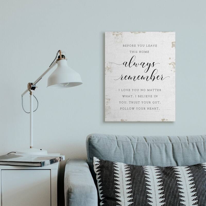 Stupell Always Follow Your Heart Phrase Country Home Charm Canvas Wall Art - Black
