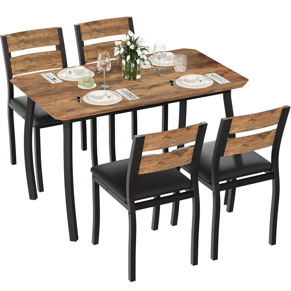 5 Piece Space-Saving Kitchen Dining Table Set for Small Spaces, Apartment