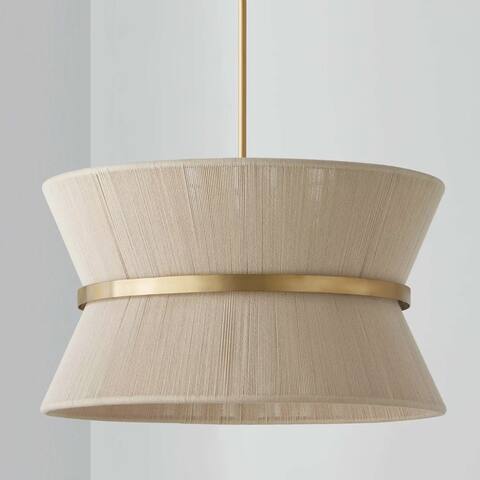 8 - Light Metal with Fabric Rope Drum Shade Chandelier