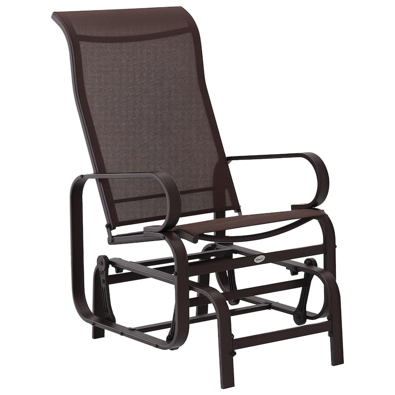 Outsunny Single Glider Brown Mesh Rocking Chair