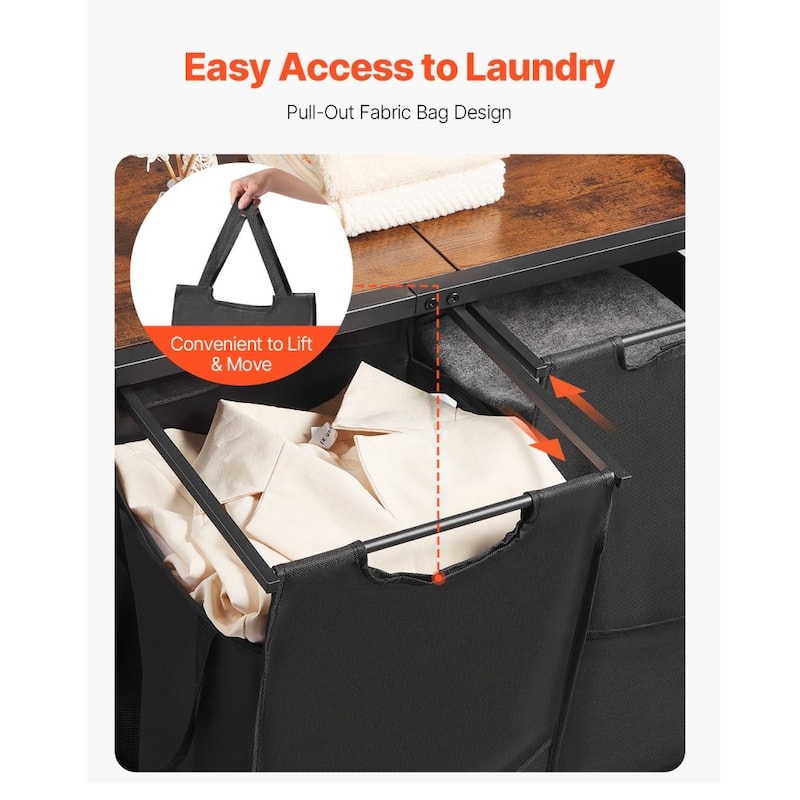 3-Tier Laundry Sorter with Rack Tall Laundry Hamper with Shelves 2 Section - 37.01 x 15.35 x 66.14 in