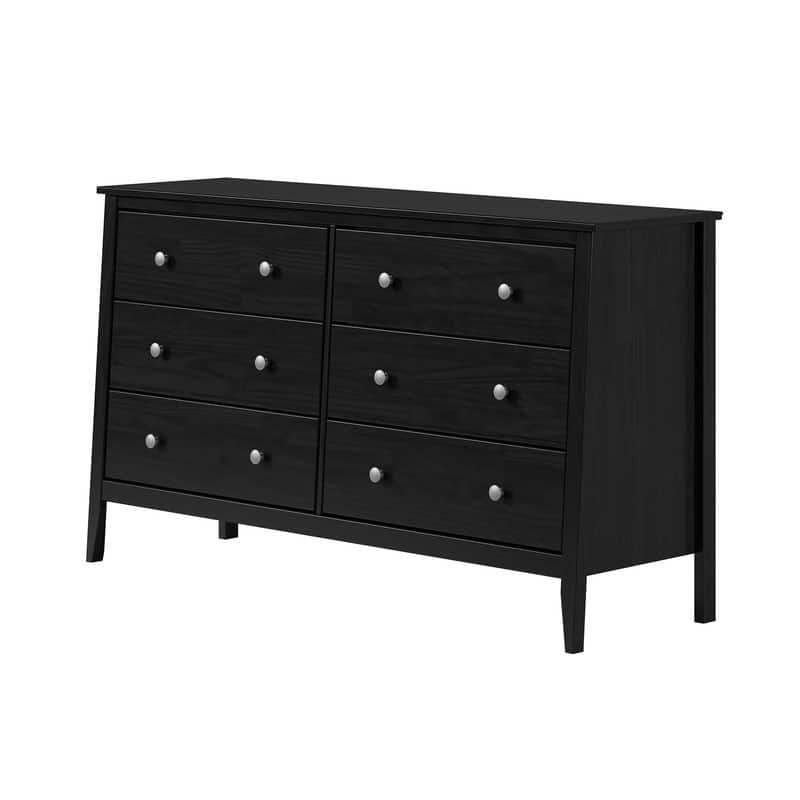 Jela Solid Wood 6 Drawer Dresser - Black