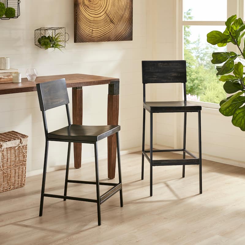 INK+IVY Tacoma Black 24-inch Counter stool