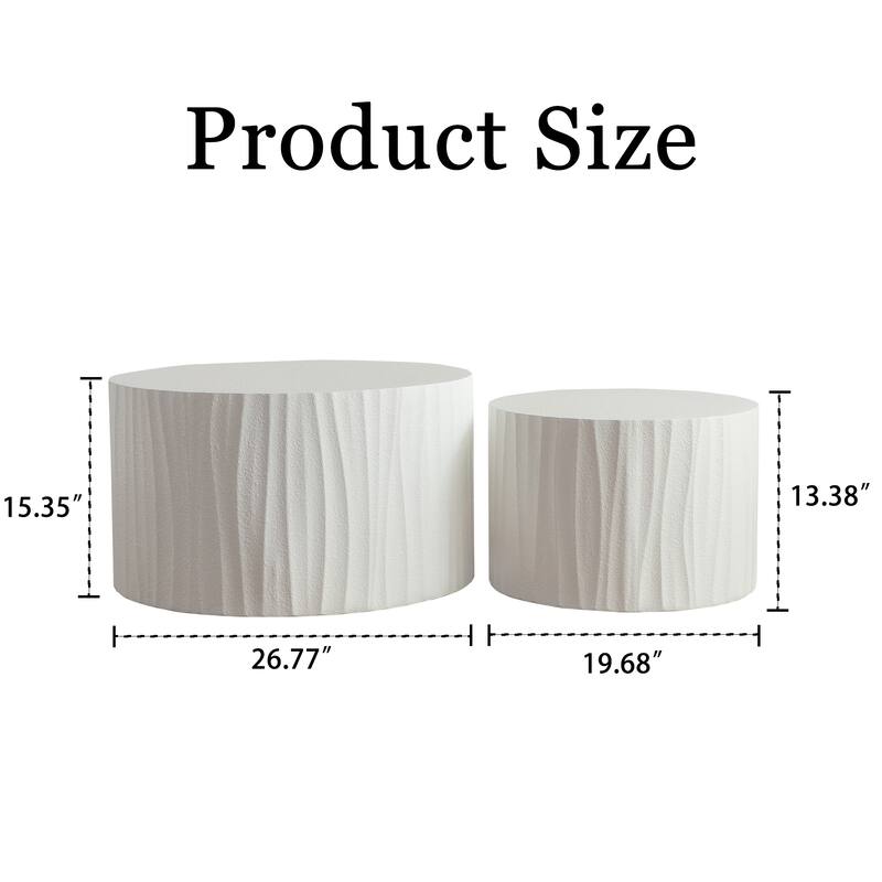 Nesting Coffee Table Set of 2, Round Wooden Accent Table, Handcrafted Circle End Side Table for Living Room