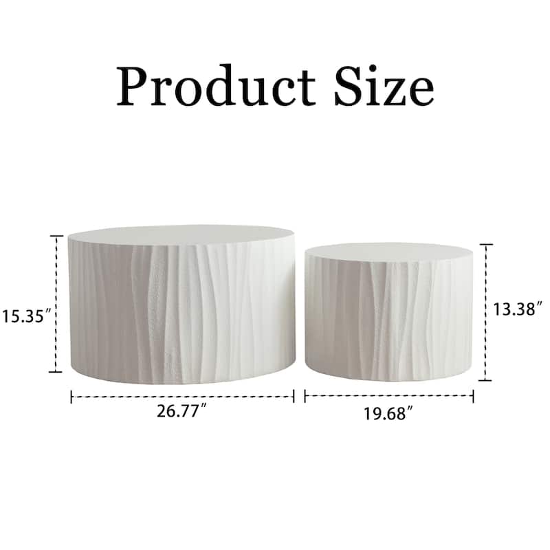 Nesting Coffee Table Set of 2 Round Wooden Coffee Tables Circle Modern Table for Living Room Bedroom Accent End Side Table