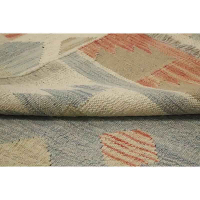 Hand Woven Oriental 100% Wool Carpet Southwestern Tribal Navy Blue & Blues Kilim Area Rug - 9' 11'' X 8' 4''