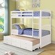 preview thumbnail 1 of 13, Modern Design Wood Bunk Bed with Ladder, Multifunctional Trundle Bunk Bed with Drawers, White White