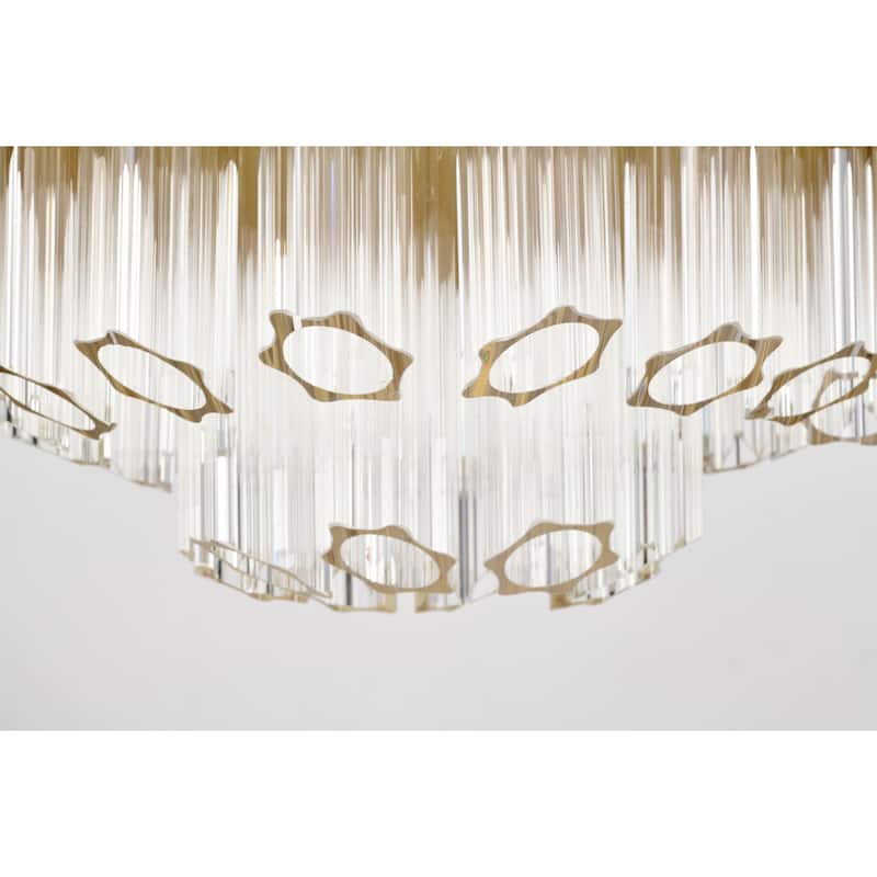 Wiskass 15 Inch Ripped Glass Shade Pendant Lighted Chandelier