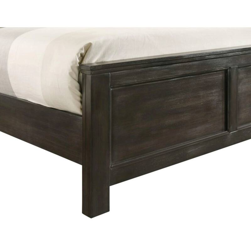Aver King Size Bed, Transitional Carved Panel Design, Nutmeg Brown Wood