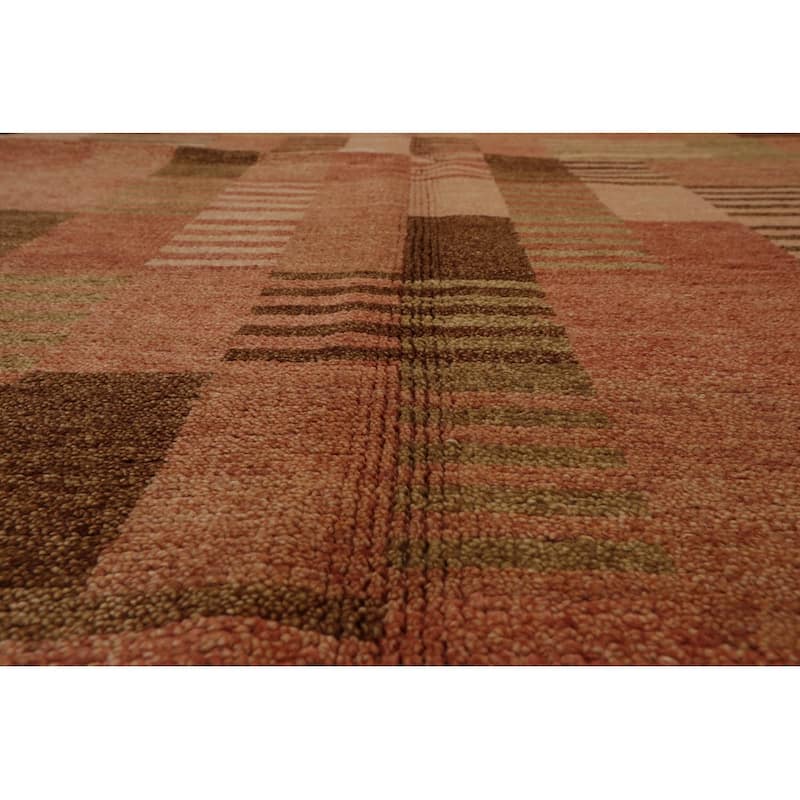 Hand Knotted Rose, Beige Tibetan 100% Wool Modern Oriental Area Rug - 4' 1'' x 6' 2''