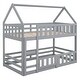 preview thumbnail 12 of 15, Wood House Bunk Bed with Fence and Door, Grey