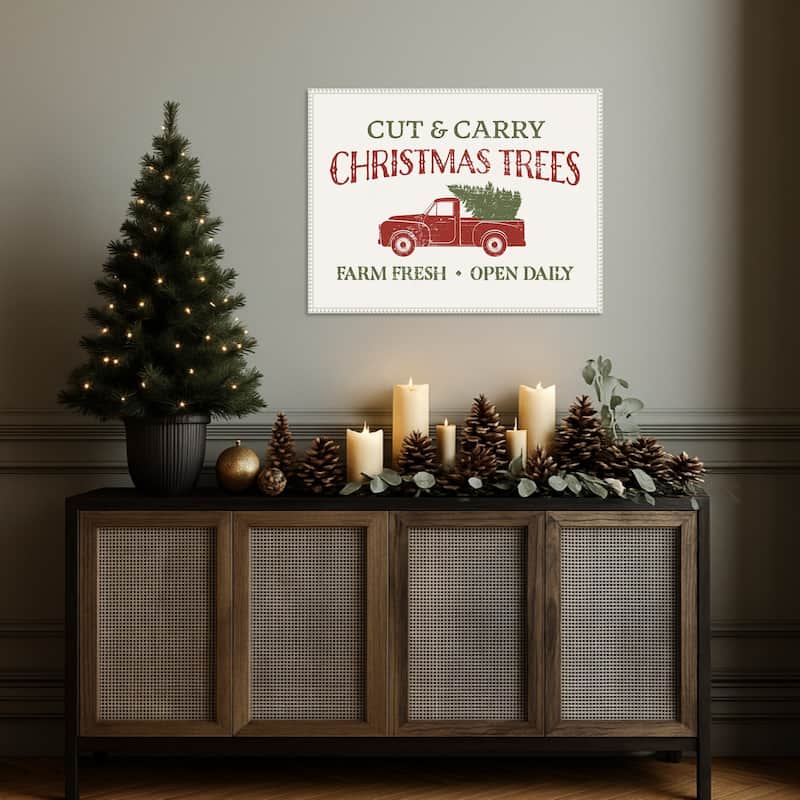 Christmas Farm Sign II by Victoria Barnes Framed Canvas Wall Art Print