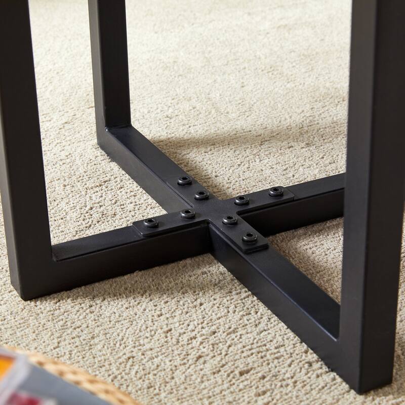 47" MDF Modern Coffee Table with Dark Wood Grain and Two-Tier Design