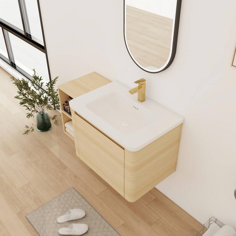 Bathroom Vanity With Sink In 24/28/36/40/60/68 Inch, Floating Bathroom Vanity With Soft Close Door