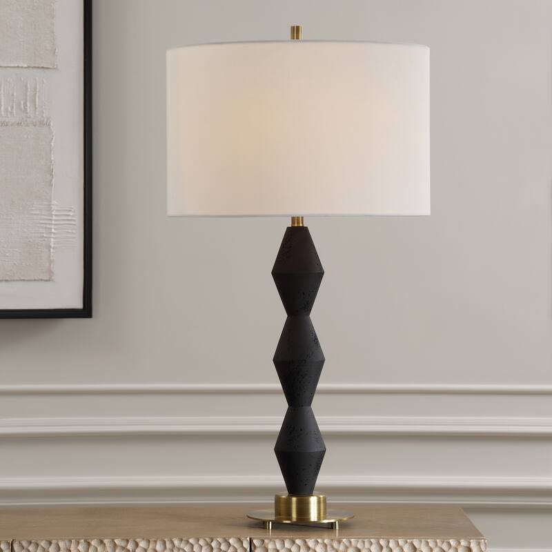 Uttermost Threefold Black Stone Table Lamp - 29.75'' H X 16'' W X 16'' D