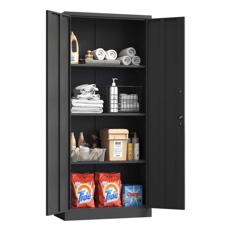 Modern Filing Cabinet, Garage Storage Cabinet with Doors and 3 Adjustable Shelves, for Home Office, Classroom/Pantry