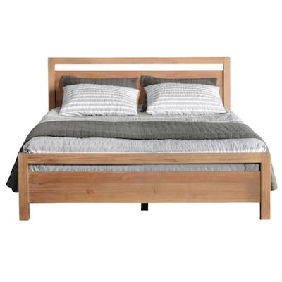 Modern Farmhouse Platform Bed with Solid Wood Frame Design
