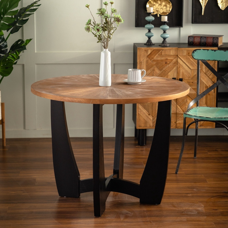 Vintage round wood dining table hot sale