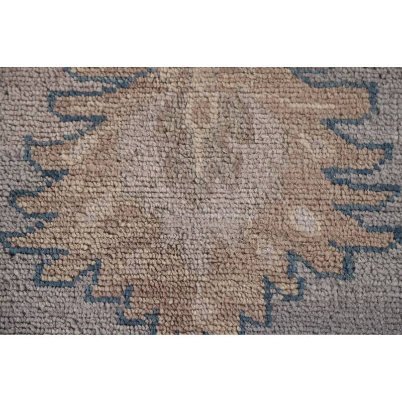 Geometric Oushak Style Area Rug Hand-knotted Oriental Wool Carpet - 8'9"x 11'9"