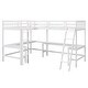 preview thumbnail 5 of 10, Wood Twin Size L-Shaped Loft Bed with Ladder and 2 Built-in L-Shaped Desks