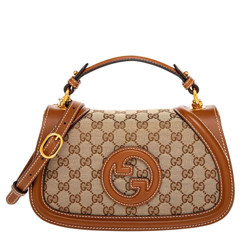 Gucci Blondie Medium Top Handle Bag - Beige and Dark Brown