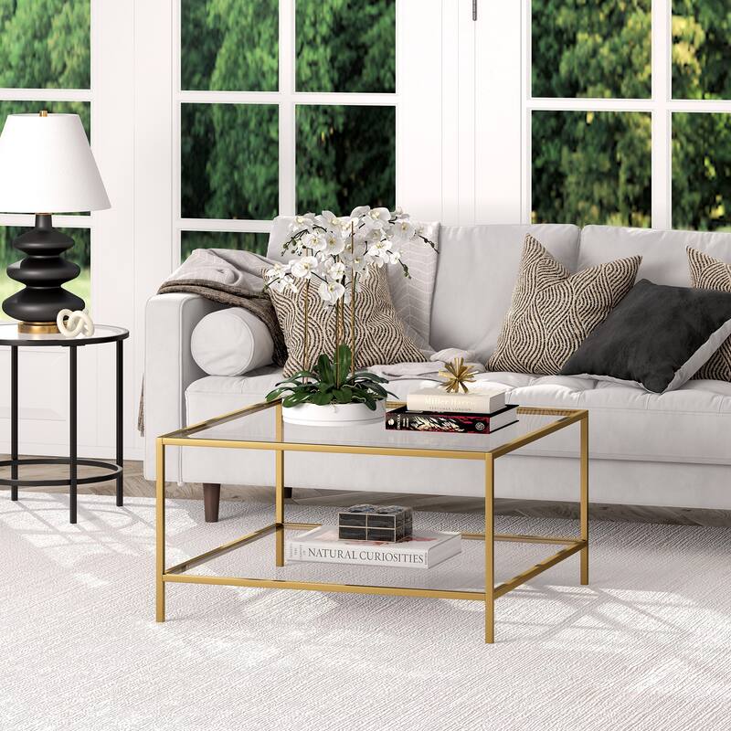Sivil 32" Square Coffee Table with Shelf