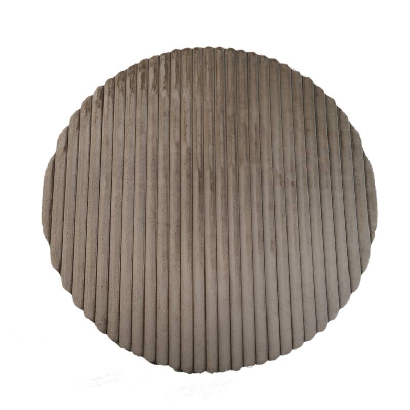 Madrid Collection Ultra Soft Ribbed Faux Fur Area Rug - Taupe - Round - 7 x 7