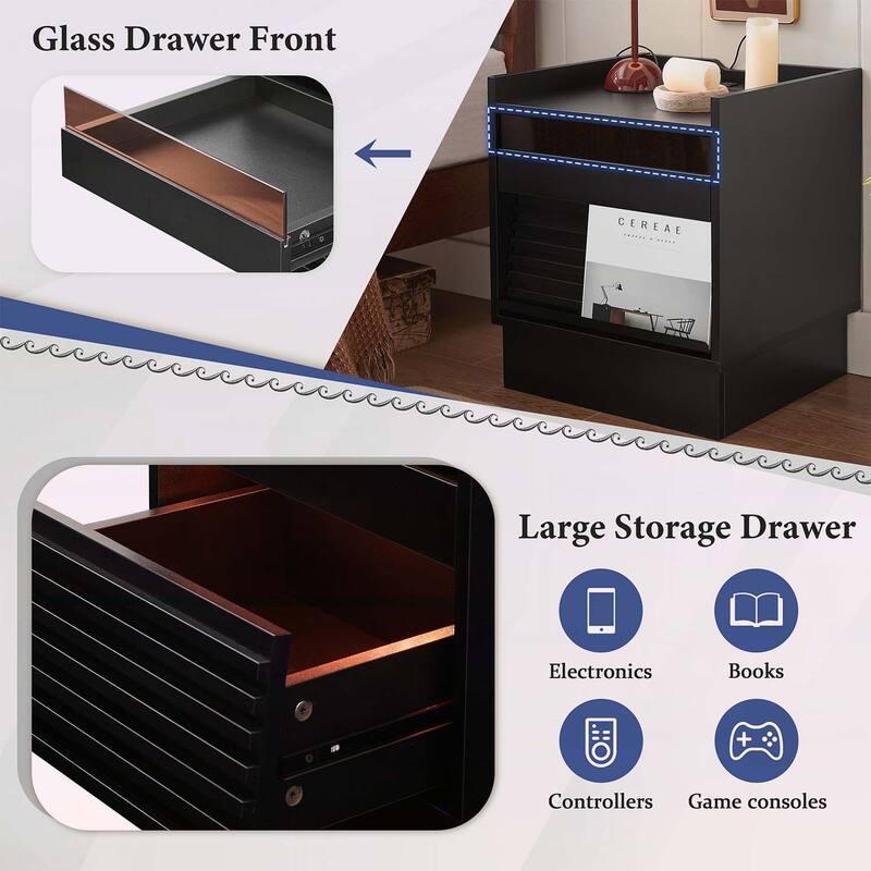 Bedside Table with 2 Drawers for Bedroom or Living Room