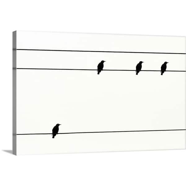 Shop Four Birds On Power Lines Canvas Wall Art Overstock