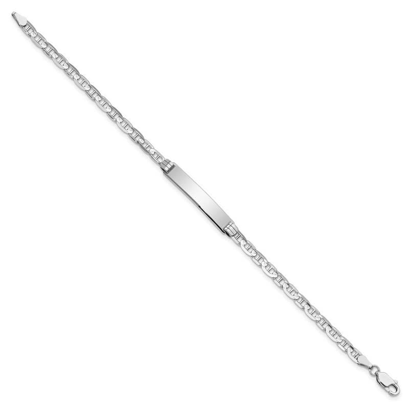 Curata 4.8mm 14k White Gold Engravable Nautical Ship Mariner Anchor Link ID Bracelet